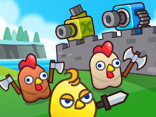 Play Merge Cannon: Chicken Defense - Free Online Game
