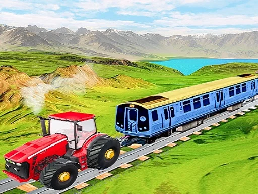Chained tractor towing train - Play Free Game