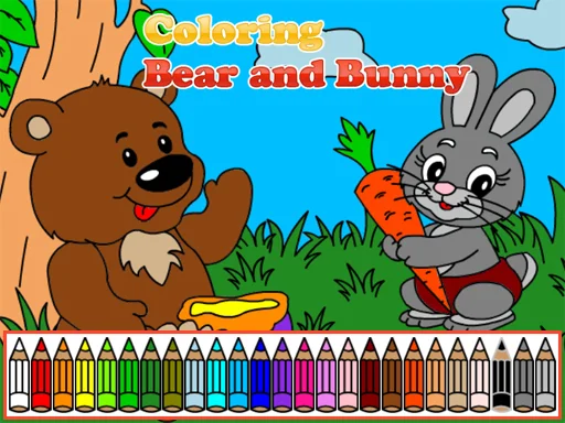 Play Coloring book: Bear and rabbit - Free Online Game