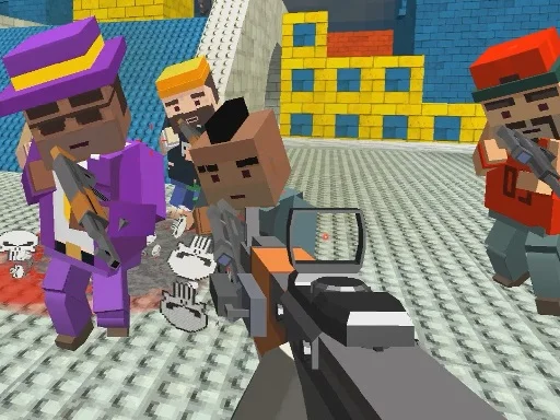 GunGame shooting warfare: blocky gangster - Play Free Game