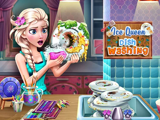 Play Ice Queen Dish Washing - Free Online Game