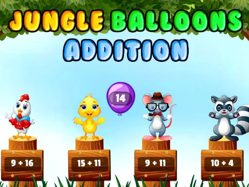 Play Jungle Balloons Addition - Free Online Game