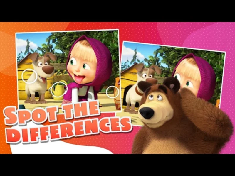 Play Masha and the Bear Spot The difference - Free Online Game