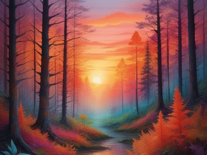 Play mystical-sunset-in-the-forest - Free Online Game