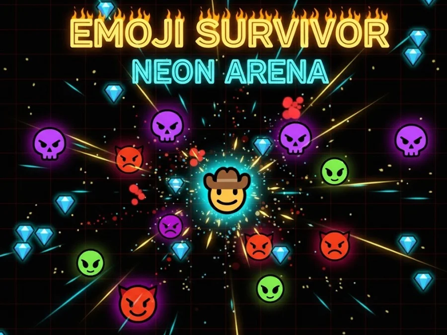 Play Emoji Survivor — Neon Arena - Free Online Game