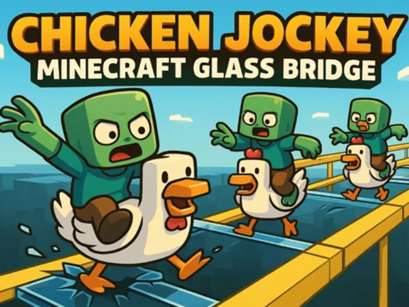 Play chicken-jockey-minecraft-glass-bridge - Free Online Game